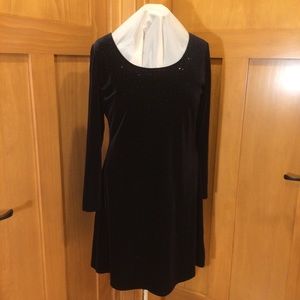 J.R.Nites Beaded Knit Black Velvet Dress  …